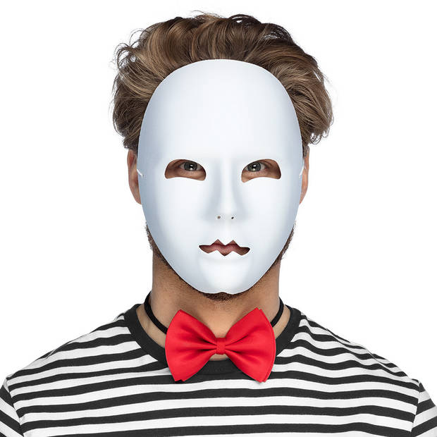 Boland Verkleed oogmasker Mime - wit - volwassenen - mime/themafeest - Verkleedmaskers