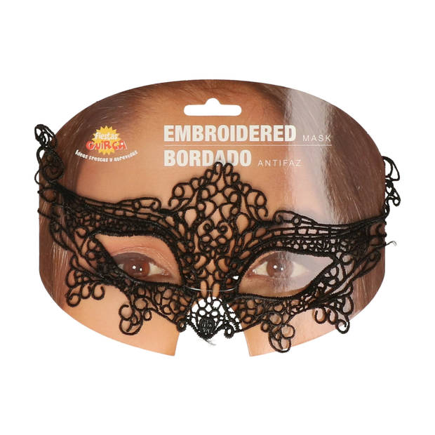 Fiestas Guirca Verkleed oogmasker - zwart kant - volwassenen - Halloween/gemaskerd bal - burlesque - Verkleedmaskers