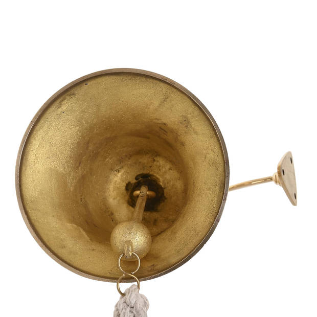 Items Klassieke deurbel/scheepsbel met koord - goud - metaal - 16 cm - Deurbellen