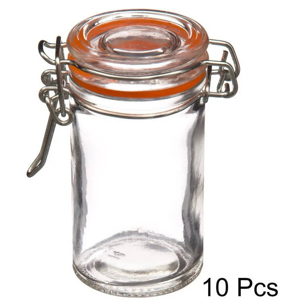 Set van 10 inmaakpotjes/voorraadpotjes 0,06L glas met beugelsluiting - Voorraadpot