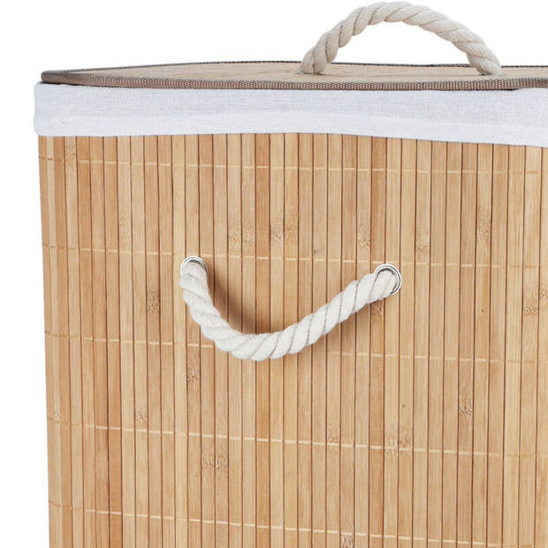 Storage Solutions Wasmand - bamboe hout - met deksel - naturel - 40 x 30 x 60 cm - 70 liter - Wasmanden