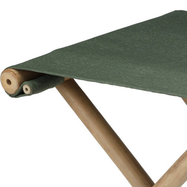 Redcliffs Bijzet krukje/stoel - Inklapbaar - army groen - vouwkruk - bamboe/polyester - 40 x 40 cm - Krukjes
