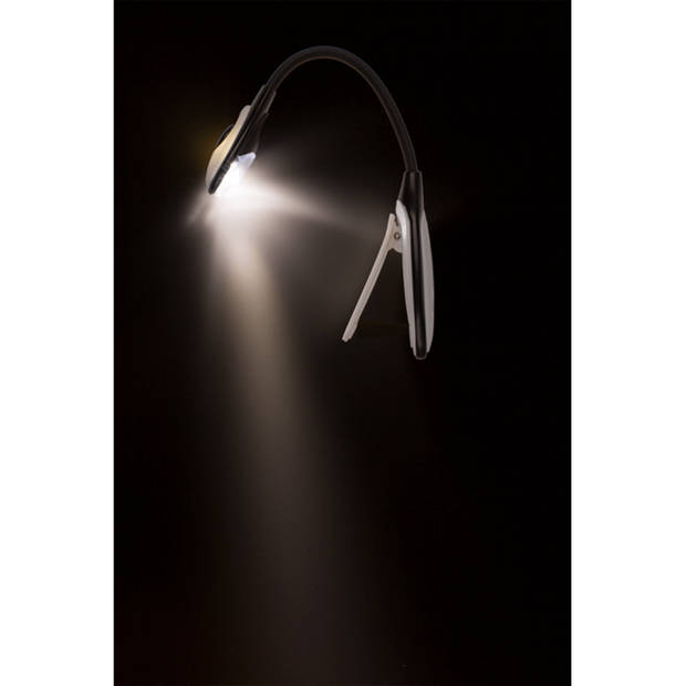 Out of the Blue LED Leeslamp met klem - wit - 16 cm - incl. batterijen - 2 leds - boek lezen - Klemlampen