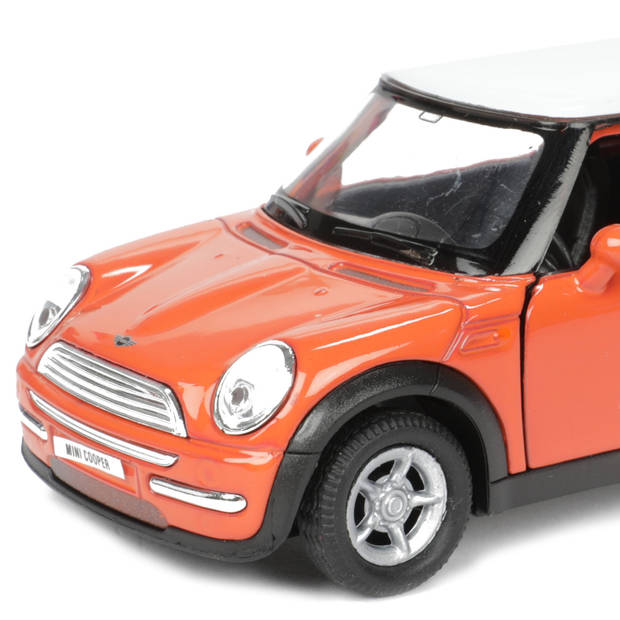 Welly Speelgoed Mini Cooper auto - oranje - die-cast metaal - 11 cm - Model two colours - Speelgoed auto's