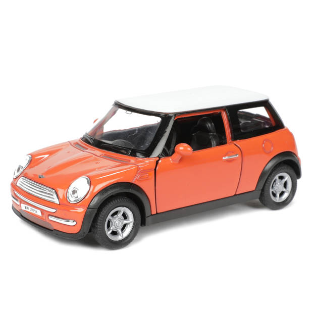 Welly Speelgoed Mini Cooper auto - oranje - die-cast metaal - 11 cm - Model two colours - Speelgoed auto's