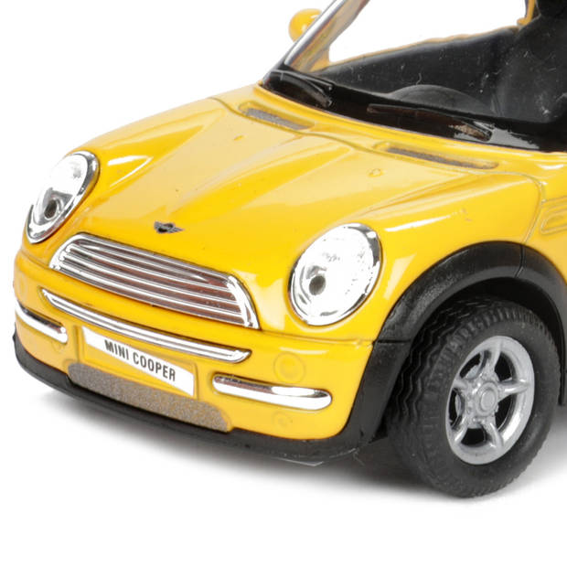 Welly Speelgoed Mini Cooper auto - geel - die-cast metaal - 11 cm - Model two colours - Speelgoed auto's