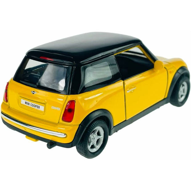 Welly Speelgoed Mini Cooper auto - geel - die-cast metaal - 11 cm - Model two colours - Speelgoed auto's