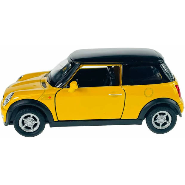 Welly Speelgoed Mini Cooper auto - geel - die-cast metaal - 11 cm - Model two colours - Speelgoed auto's