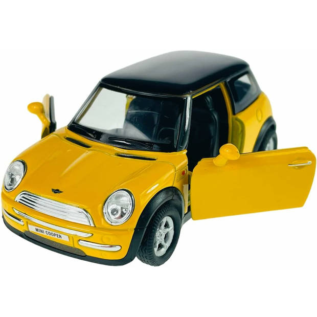 Welly Speelgoed Mini Cooper auto - geel - die-cast metaal - 11 cm - Model two colours - Speelgoed auto's