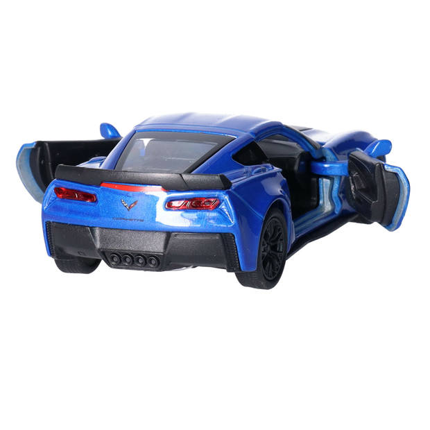 Welly Speelgoed Chevrolet auto - blauw - die-cast metaal - 11 cm - Model Corvette - Speelgoed auto's