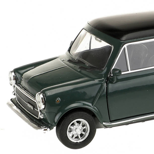 Welly Speelgoed Mini Cooper auto - donkergroen - die-cast metaal - 10 cm - Model 1300 - Speelgoed auto's