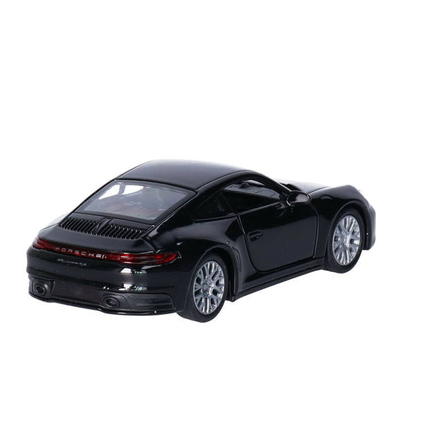 Welly Speelgoed Porsche auto - zwart - die-cast metaal - 11 cm - Model 911 Carrera - Speelgoed auto's