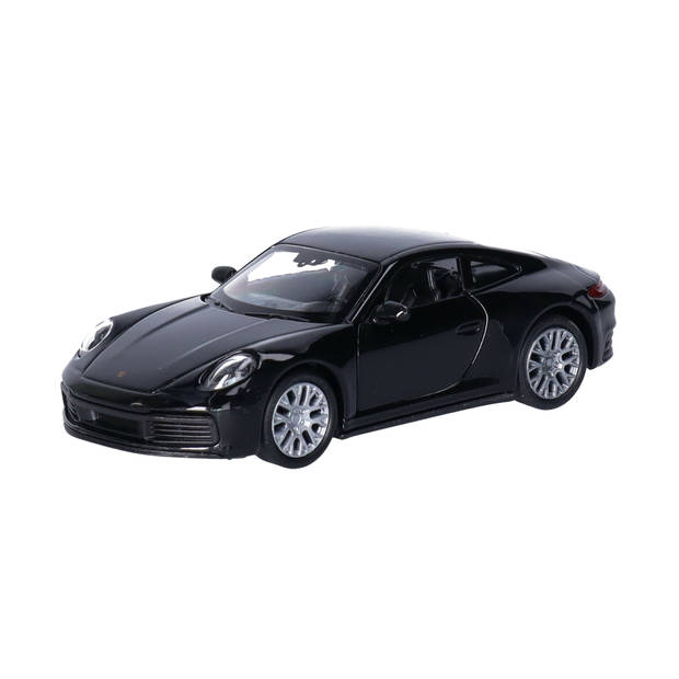 Welly Speelgoed Porsche auto - zwart - die-cast metaal - 11 cm - Model 911 Carrera - Speelgoed auto's