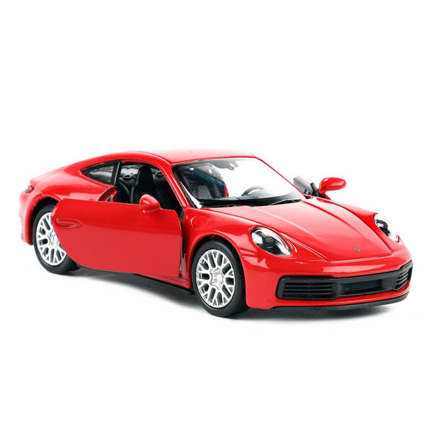 Welly Speelgoed Porsche auto - rood - die-cast metaal - 11 cm - Model 911 Carrera - Speelgoed auto's