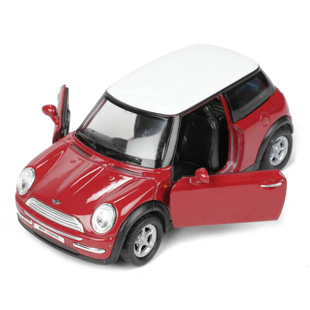 Welly Speelgoed Mini Cooper auto - rood - die-cast metaal - 11 cm - Model two colours - Speelgoed auto's