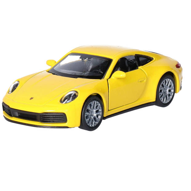 Welly Speelgoed Porsche auto - geel - die-cast metaal - 11 cm - Model 911 Carrera - Speelgoed auto's