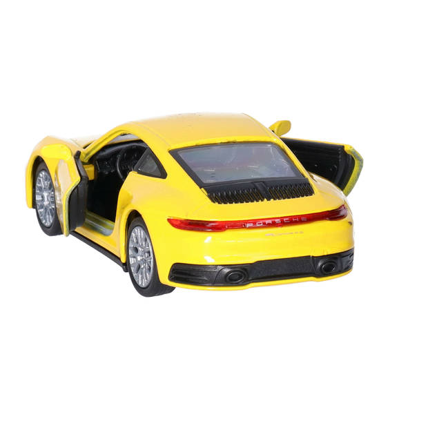 Welly Speelgoed Porsche auto - geel - die-cast metaal - 11 cm - Model 911 Carrera - Speelgoed auto's