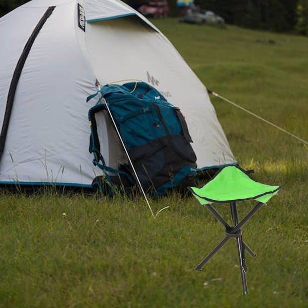 Redcliffs Opvouwbaar krukje - driepoot - camping/outdoor - groen - D34 x H40 cm - Campingkrukjes