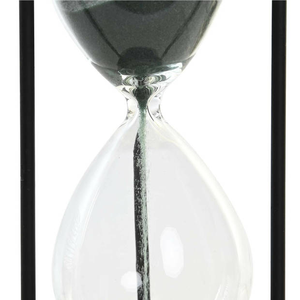 Zandloper cilinder Timer - decoratie of tijdsmeting - 1,5 minuten - zwart - D10,5 x H18,5 cm cm - glas - Zandlopers