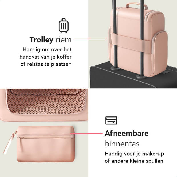 ONYX Toilettas Roze - Make Up Tasje - Cosmetica Organizer - Make-Up Spiegel - Hangbaar - Dames en Heren - Maat: L