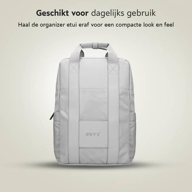 ONYX Rugzak 20L met Laptopvak - Afneembare Organizer etui - Dames en Heren - Laptoptas - Schooltas - Rugtas - Grijs