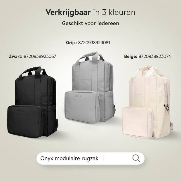 ONYX Rugzak 20L met Laptopvak - Afneembare Organizer etui - Dames en Heren - Laptoptas - Schooltas - Rugtas - Grijs