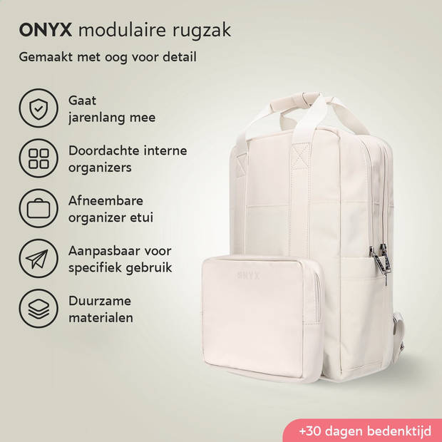 ONYX Rugzak 20L met Laptopvak - Afneembare Organizer etui - Dames en Heren - Laptoptas - Schooltas - Rugtas - Beige