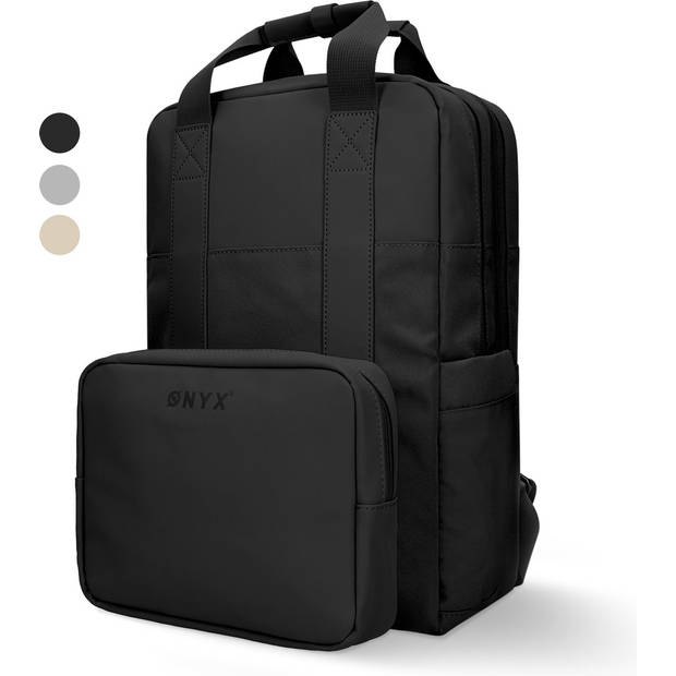 ONYX Rugzak 20L met Laptopvak - Afneembare Organizer etui - Dames en Heren - Laptoptas - Schooltas - Rugtas - Zwart