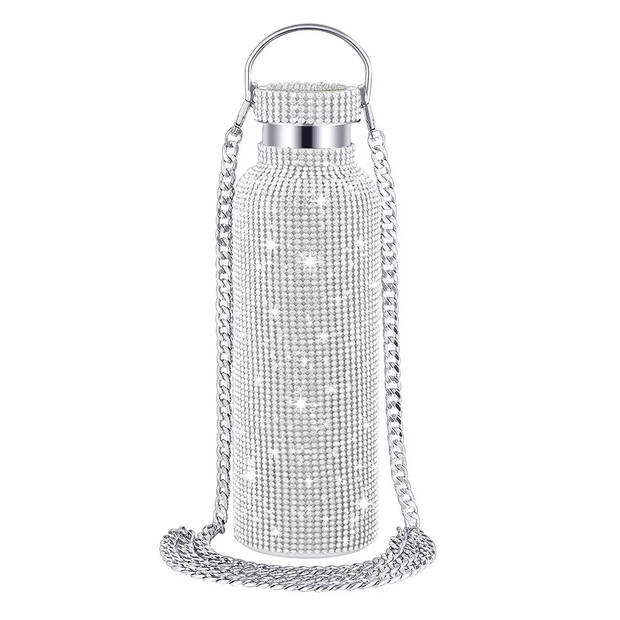 Diamanten Waterfles - Diamond Rhinstone Bottle Zilverkleurig