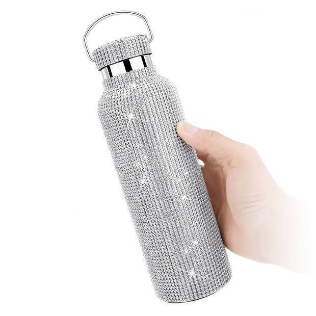 Diamanten Waterfles - Diamond Rhinstone Bottle Zilverkleurig