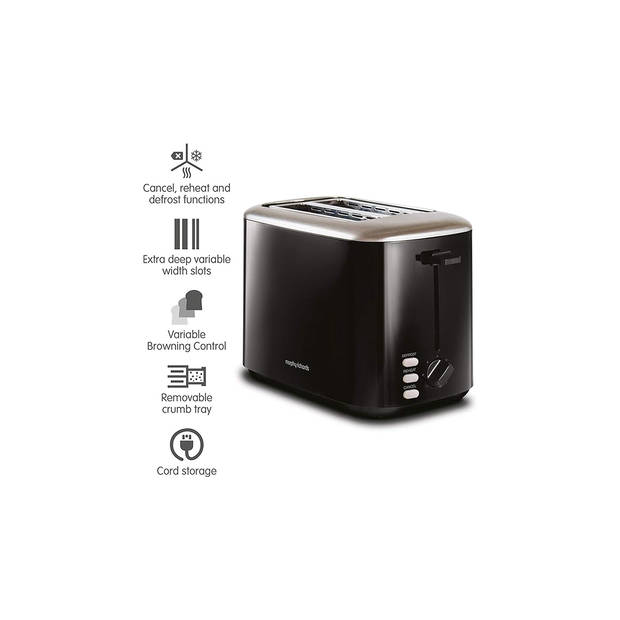 Morphy Richards 222064 - Broodrooster - 2 Sneden - Zwart