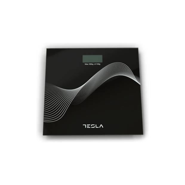 Tesla BS102B - Weegschaal - Personenweegschaal - Digitaal - 3-180KG - Zwart - Glas