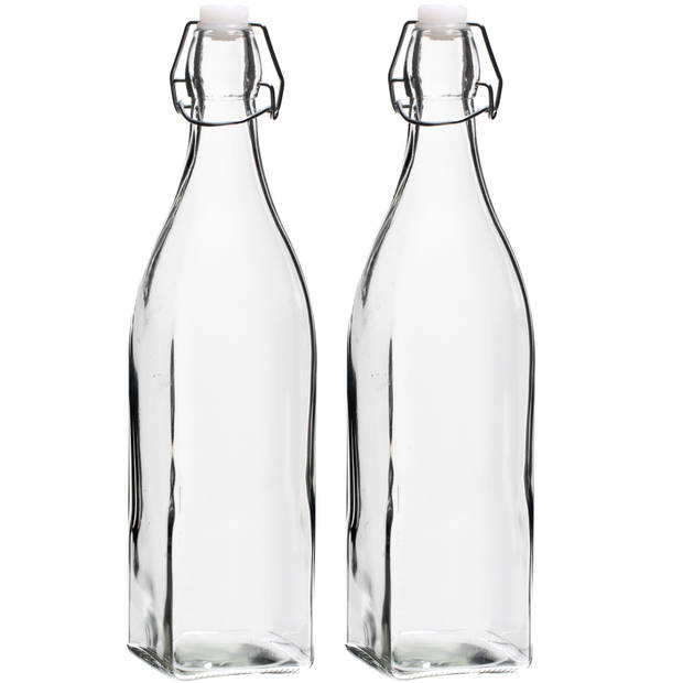 Cookinglife Beugelflessen Vierkant - 1 Liter - 2 Stuks