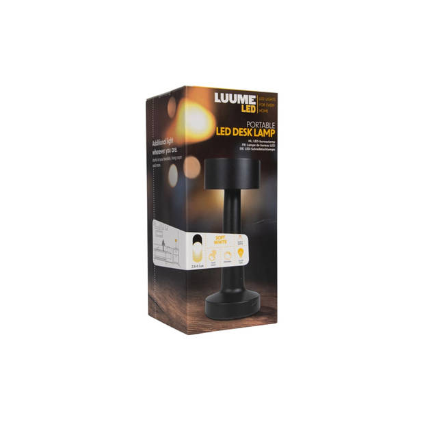 Luume LED Bureaulamp - 9 x 9 x 21 cm - Zwart