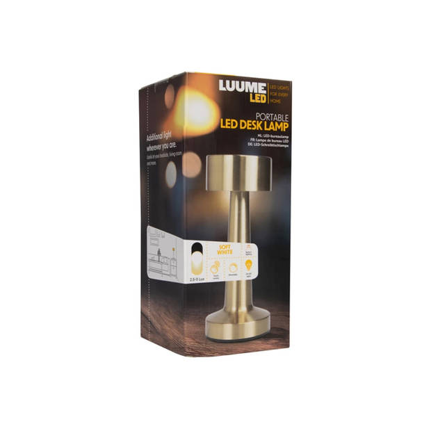 Luume LED Bureaulamp - 9 x 9 x 21 cm - Goud