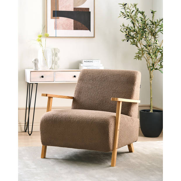 Beliani LESJA - Fauteuil-Bruin-Bouclé