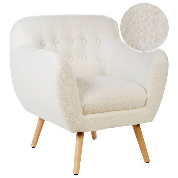 Beliani MELBY - Fauteuil-Wit-Bouclé