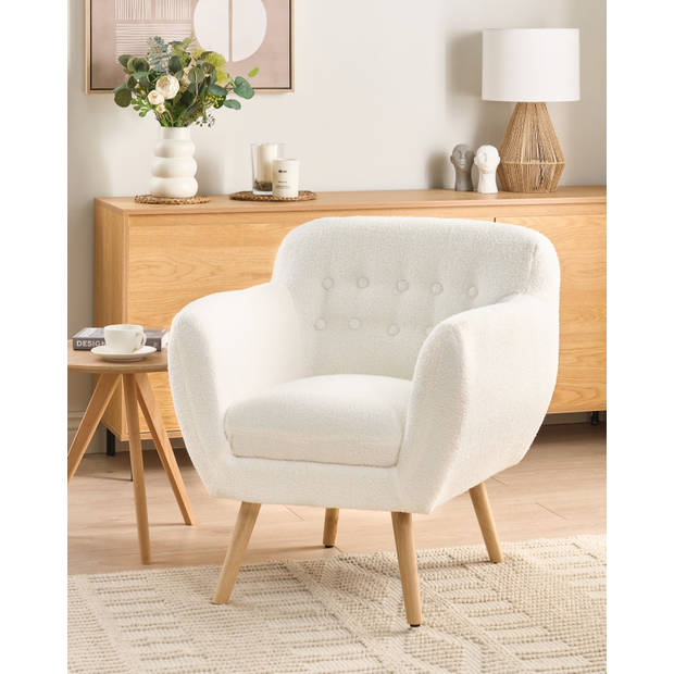 Beliani MELBY - Fauteuil-Wit-Bouclé