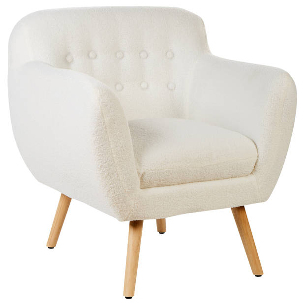 Beliani MELBY - Fauteuil-Wit-Bouclé