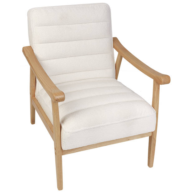 Beliani LEKNES - Fauteuil-Wit-Bouclé