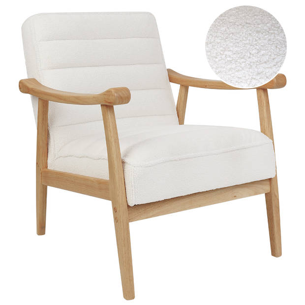 Beliani LEKNES - Fauteuil-Wit-Bouclé