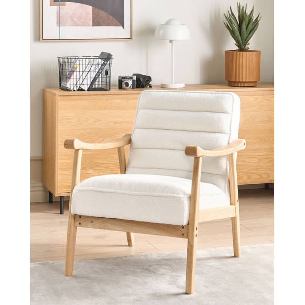 Beliani LEKNES - Fauteuil-Wit-Bouclé