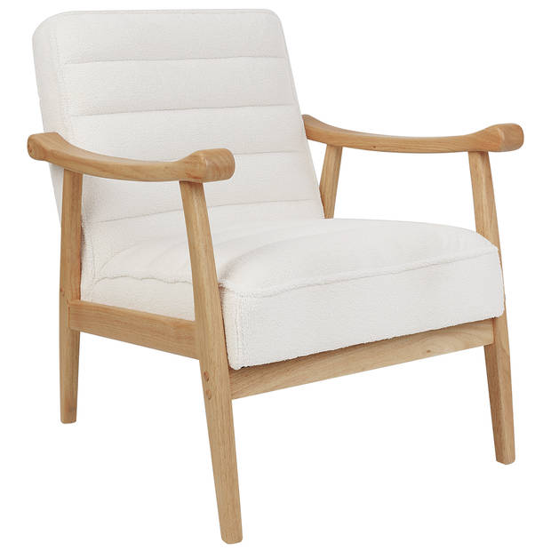 Beliani LEKNES - Fauteuil-Wit-Bouclé