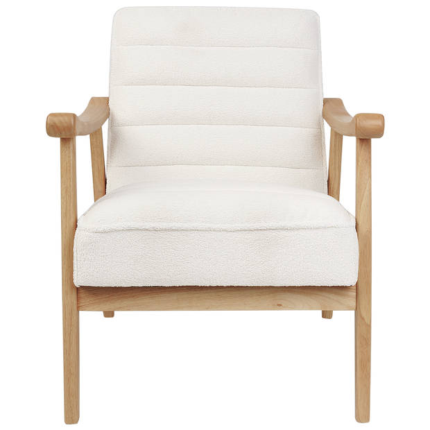 Beliani LEKNES - Fauteuil-Wit-Bouclé