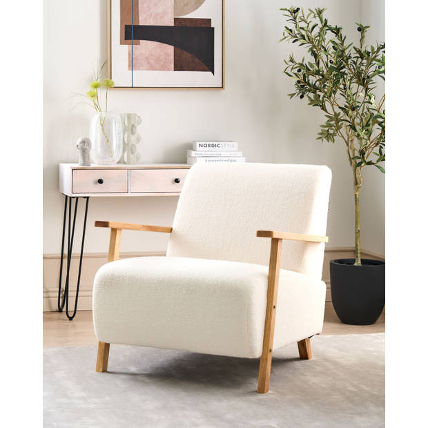 Beliani LESJA - Fauteuil-Beige-Bouclé