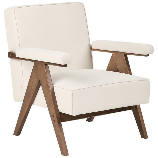 Beliani EVJE - Fauteuil-Beige-Polyester, Rubberhout