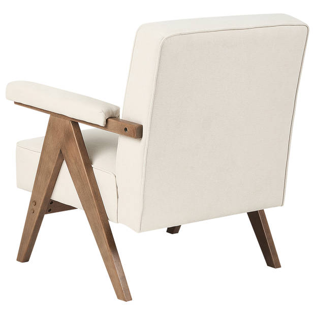 Beliani EVJE - Fauteuil-Beige-Polyester, Rubberhout