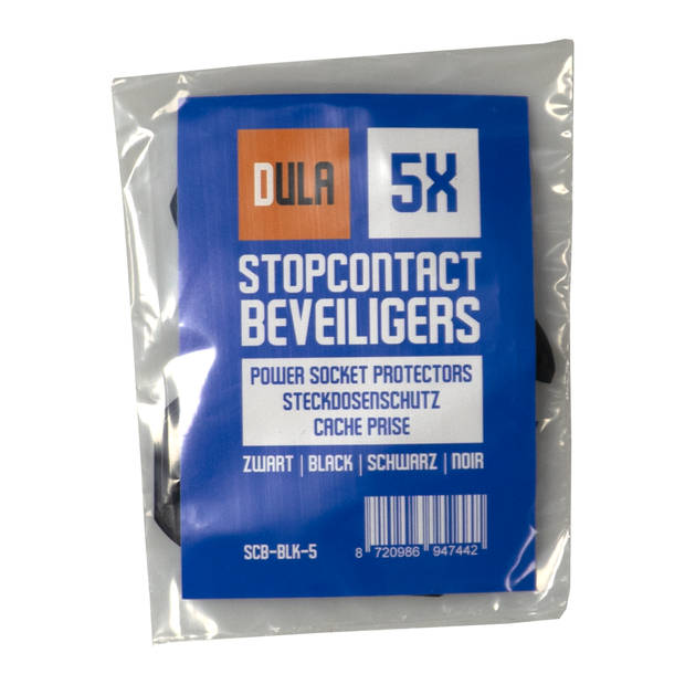 DULA Stopcontact beveiliging - Stopcontactbeschermers - Zelfklevend - Kinderbeveiliging - 5 stuks - Zwart