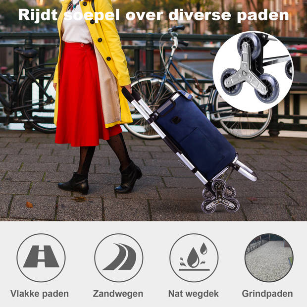 Packaway Boodschappentrolley met 6 wielen voor trappen - 40L - boodschappenwagen - steekwagen functie - BLAUW