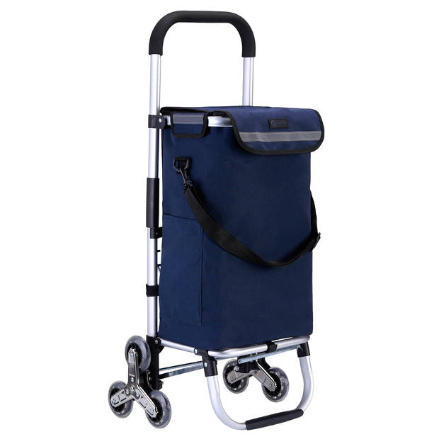 Packaway Boodschappentrolley met 6 wielen voor trappen - 40L - boodschappenwagen - steekwagen functie - BLAUW